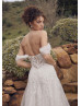 Detachable Straps Beaded Ivory Lace Tulle Sparkly Wedding Dress